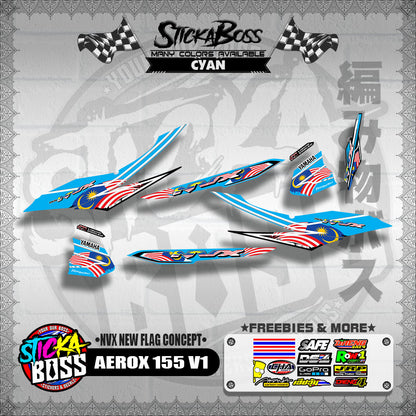 AEROX 155 V1 MALAYSIAN DECALS ( NVX NEW FLAG CONCEPT )【WITH FREEBIES】