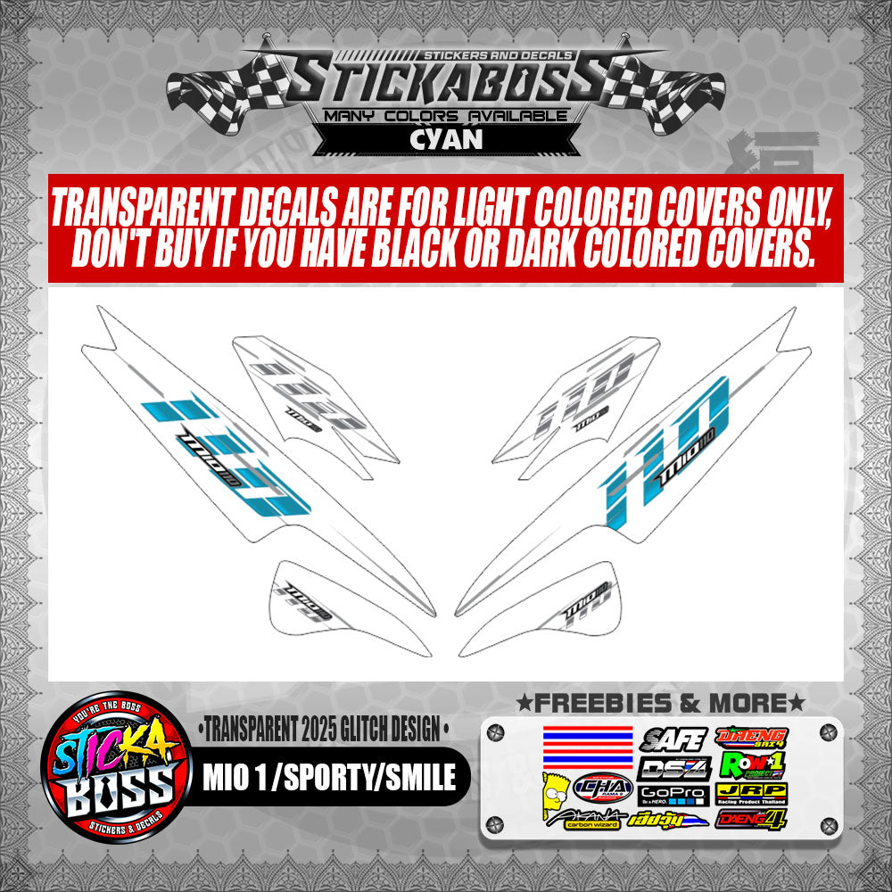 MIO 1/SPORTY/SMILE STICKER DECALS ( TRANSPARENT 2025 GLITCH DESIGN )【WITH FREEBIES】