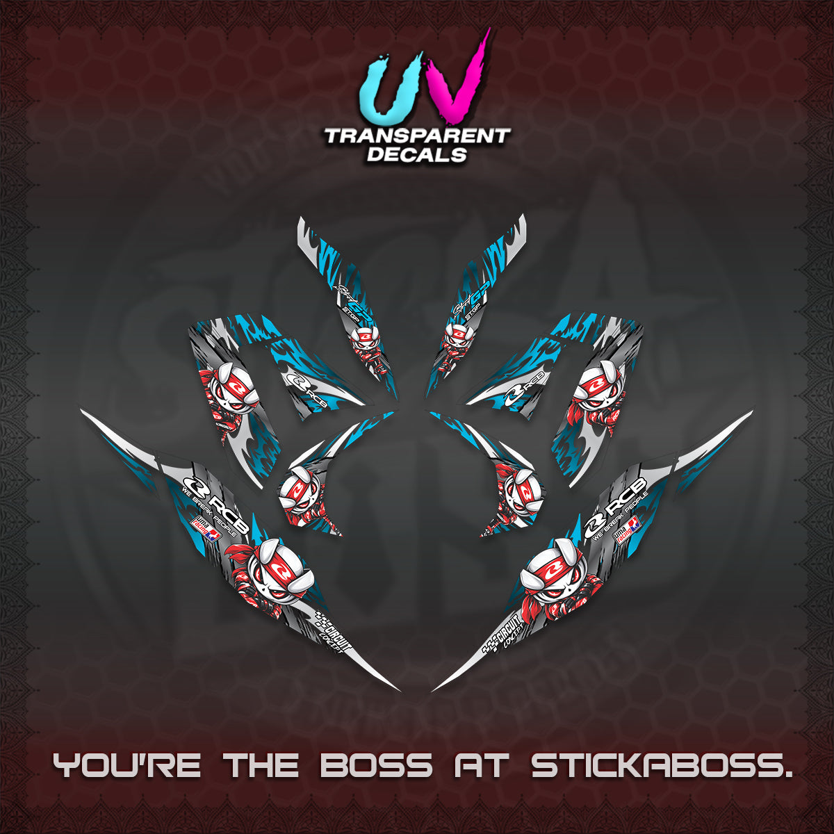 CLICK 125 V4 UV TRANSPARENT DECALS (2026 NEW RCB 2.0 DESIGN) STICKER KITS BY STICKABOSS