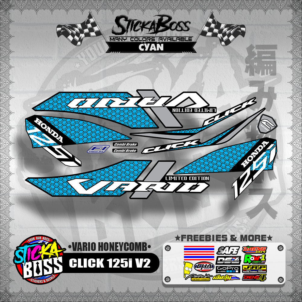 CLICK 125i V2 DECALS ( VARIO HONEYCOMB )【WITH FREEBIES】