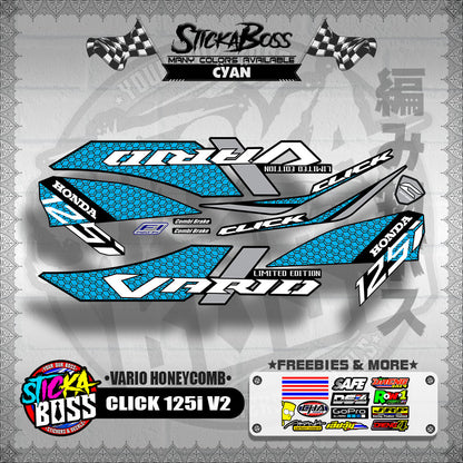 CLICK 125i V2 DECALS ( VARIO HONEYCOMB )【WITH FREEBIES】