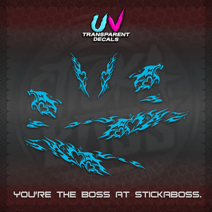 CLICK 125 V2 UV TRANSPARENT DECALS (2026 TRIBAL HEART DESIGN) STICKER KITS BY STICKABOSS