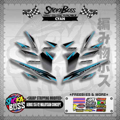 AEROX 155 V2 MALAYSIAN CONCEPT DECALS ( SHARP STRIPPING MODIFIED )【WITH FREEBIES】