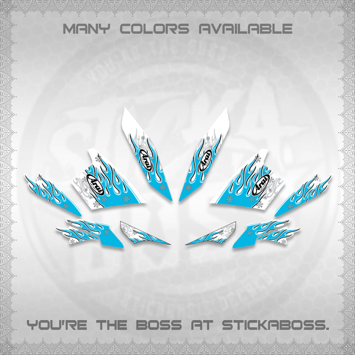 AEROX V3 ALPHA TURBO FOR WHITE DECALS (MOTIF ARAI API NEW TERBARU)STICKER DECALS By STICKABOSS