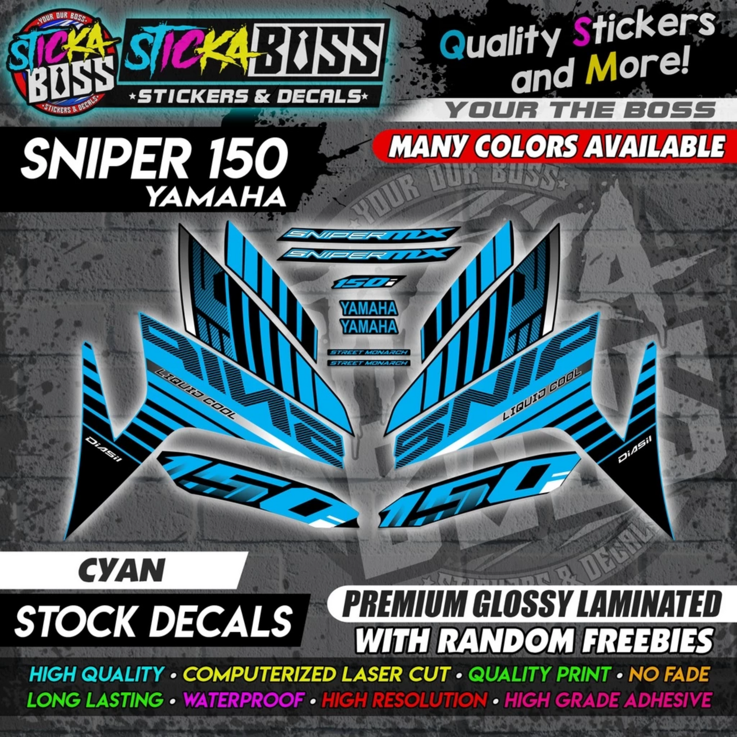 YAMAHA SNIPER 150 Stock Decals [ASSORTED COLORS] Sticker【PREMIUM GLOSSY LAMINATED】