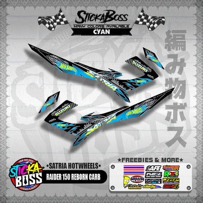 RAIDER 150 REBORN CARB DECALS ( SATRIA HOTWHEELS )【WITH FREEBIES】