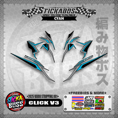 CLICK V3 STICKER DECALS ( 2025 VARIO STRIPPING 001 )【WITH FREEBIES】