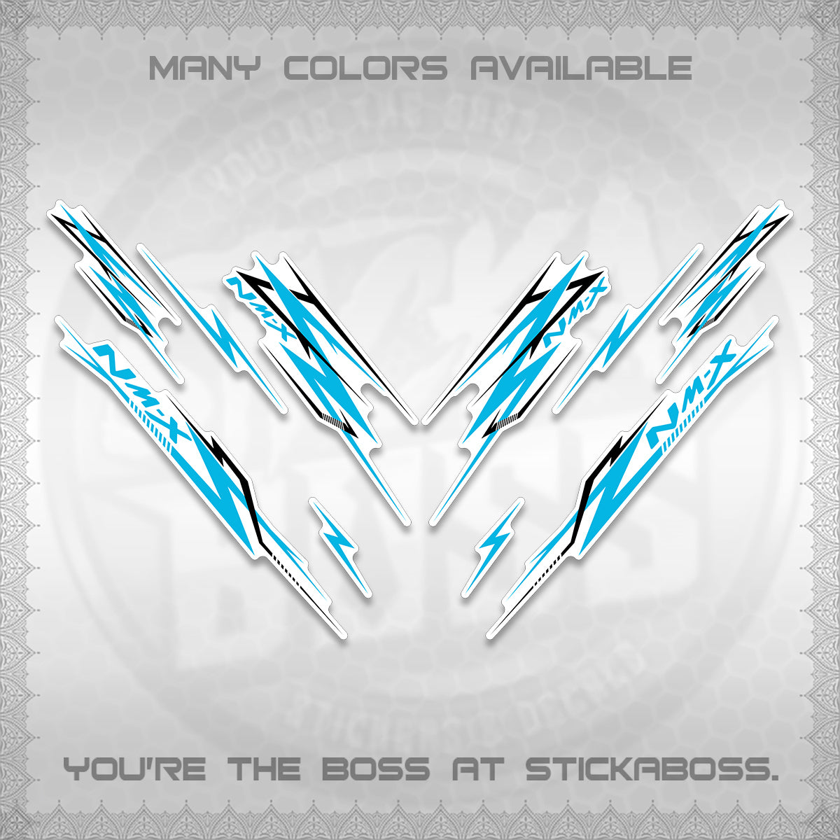 NMAX V2 FOR WHITE DECALS (2024 NM A8 STYLE) STICKER DECALS By STICKABOSS