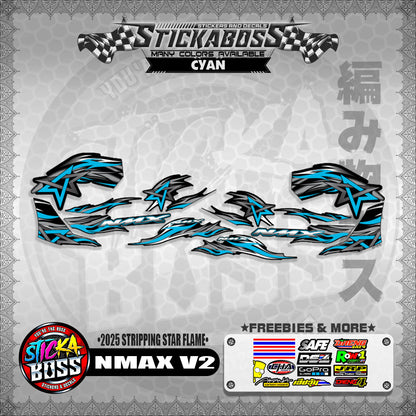 NMAX V2 STICKER DECALS ( 2025 STRIPPING STAR FLAME )【WITH FREEBIES】