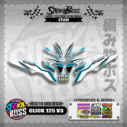 CLICK 125 V3 DECALS ( VR182110 BMW DESIGN )【WITH FREEBIES】