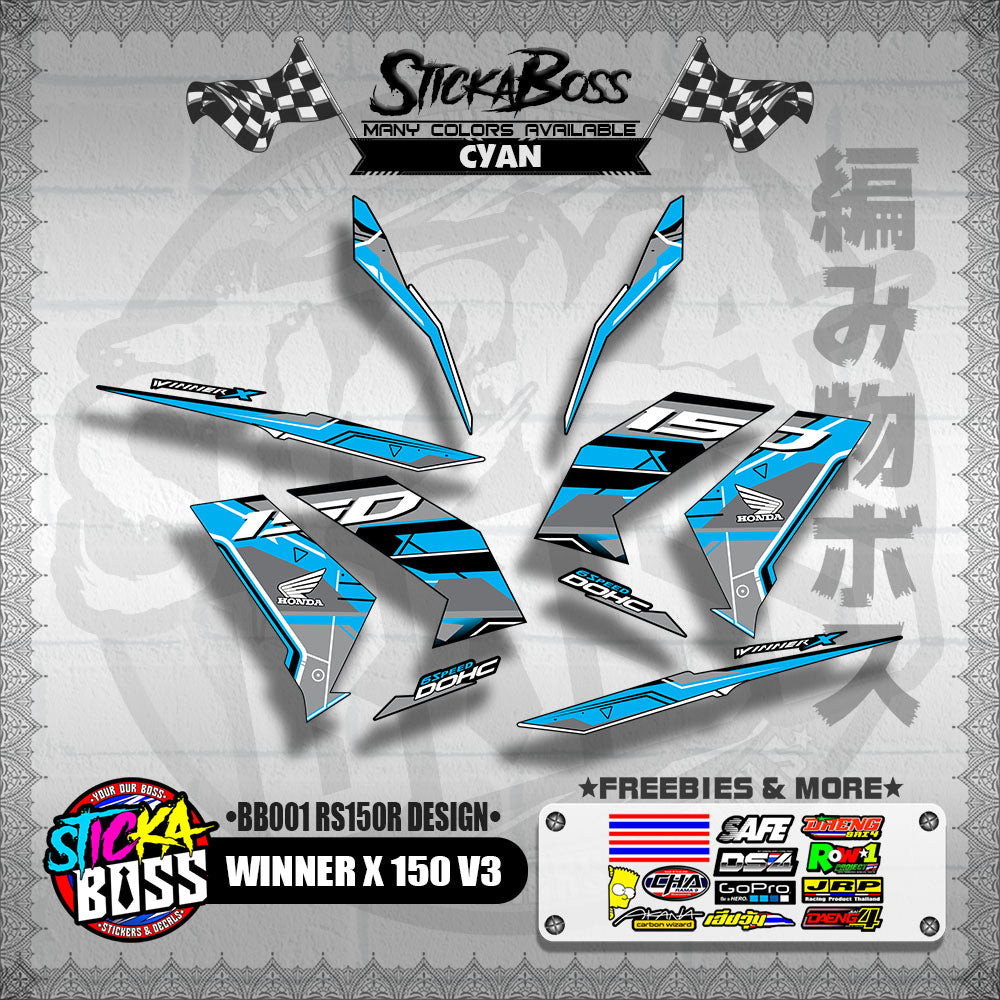 WINNER X 150 V3 DECALS ( BB001 RS150R DESIGN )【WITH FREEBIES】