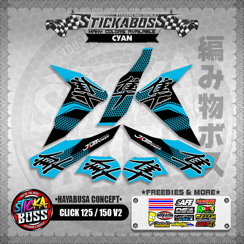CLICK 125 / 150 V2 STICKER DECALS ( HAYABUSA CONCEPT )【WITH FREEBIES】