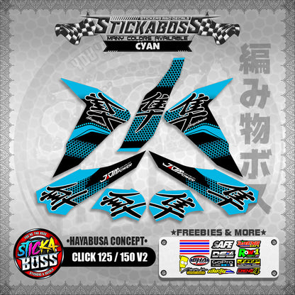 CLICK 125 / 150 V2 STICKER DECALS ( HAYABUSA CONCEPT )【WITH FREEBIES】