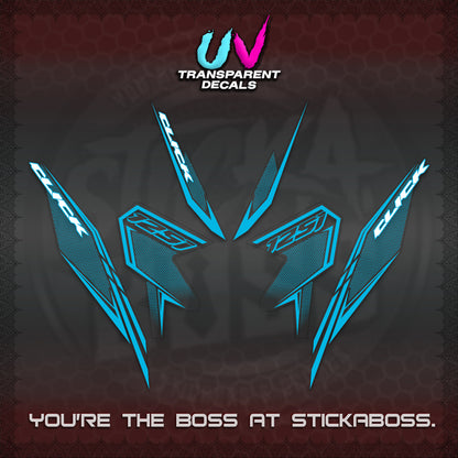 CLICK 125 V3 UV TRANSPARENT DECALS (2026 LINE UP DESIGN) STICKER KITS By STICKABOSS