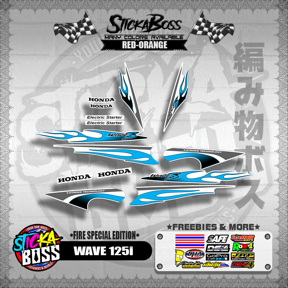 WAVE 125 S DECALS ( FIRE EDITION )【WITH FREEBIES】