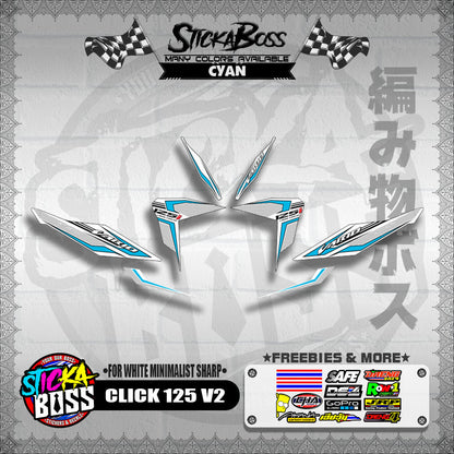 CLICK 125 V2 DECALS ( FOR WHITE MINIMALIST SHARP )【WITH FREEBIES】