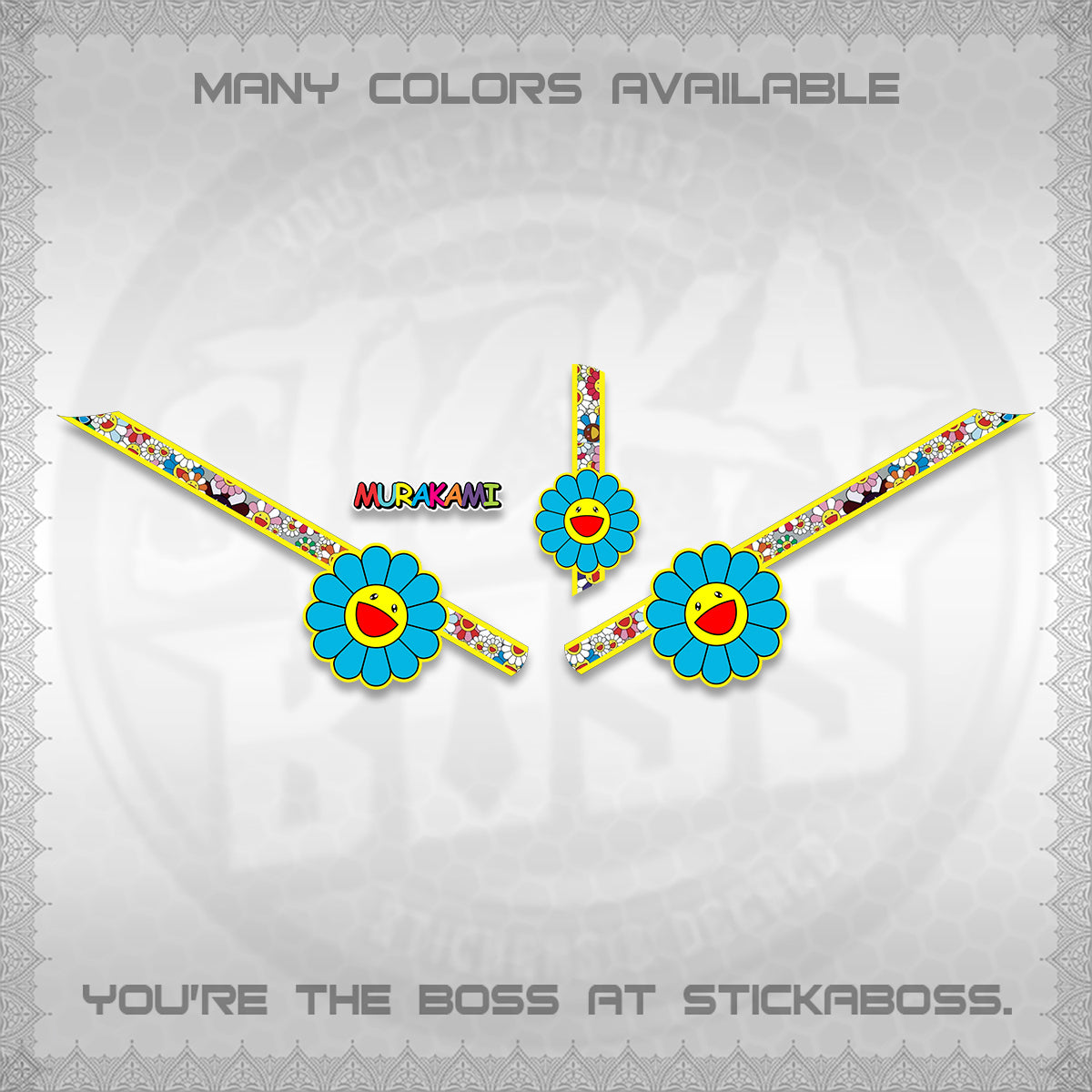 GIORNO 125 DECALS (MURAKAMI FLOWER DESIGN) STICKER DECALS BY STICKABOSS