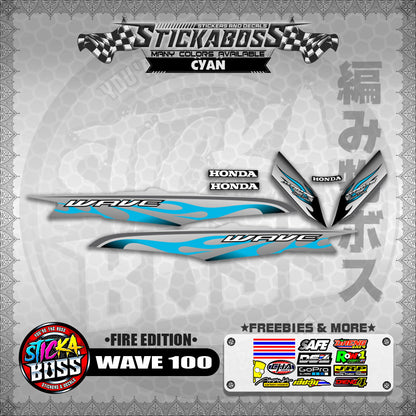 WAVE 100 STICKER DECALS ( FIRE EDITION )【WITH FREEBIES】