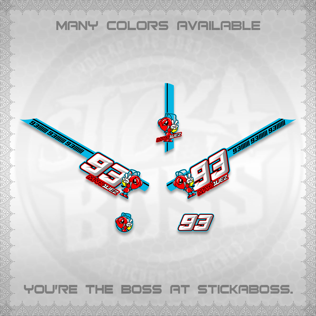 GIORNO 125 DECALS (MARQUEZ 93 DESIGN) STICKER DECALS BY STICKABOSS