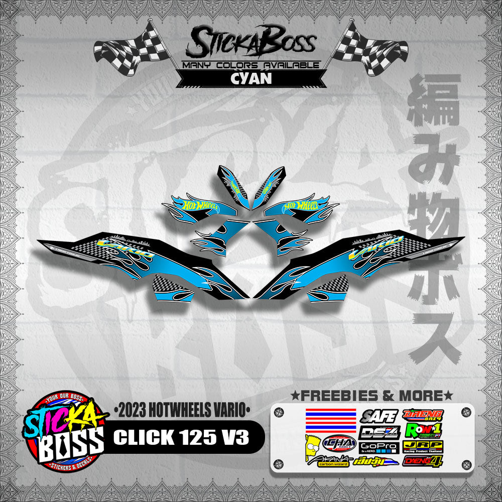 CLICK 125 V3 DECALS ( 2023 HOTWHEELS VARIO )【WITH FREEBIES】