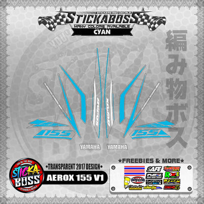 【PREMIUM UV PRINT】TRANSPARENT AEROX 155 V1 STOCK DECALS ( 2017 DESIGNS )【WITH FREEBIES】
