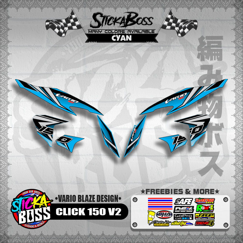 CLICK 150 V2 DECALS ( VARIO BLAZE DESIGN )【WITH FREEBIES】
