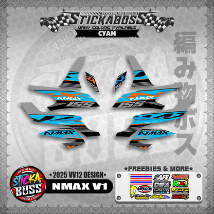 NMAX V1 MALAYSIAN STICKER DECALS ( 2025 VV12 DESIGN )【WITH FREEBIES】