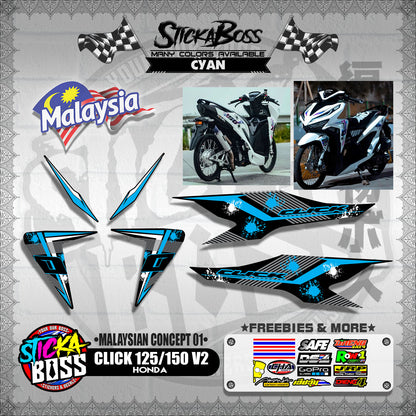 CLICK 125 / 150 V2 DECALS ( MALAYSIAN CONCEPT 01 )【WITH FREEBIES】
