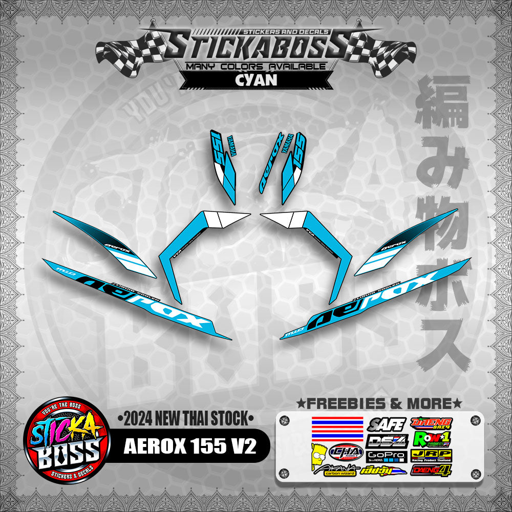 AEROX 155 V2 STICKER DECALS ( 2024 NEW THAI STOCK )【WITH FREEBIES】