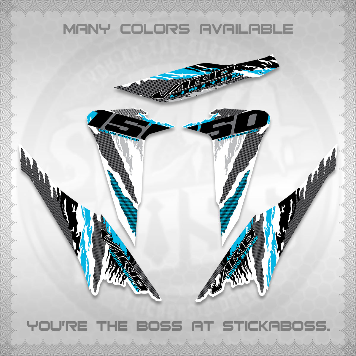 CLICK 150 V2 VARIO FOR WHITE DECALS (2022 SPECIAL SPLASH DESIGN) STICKER KITS BY STICKABOSS