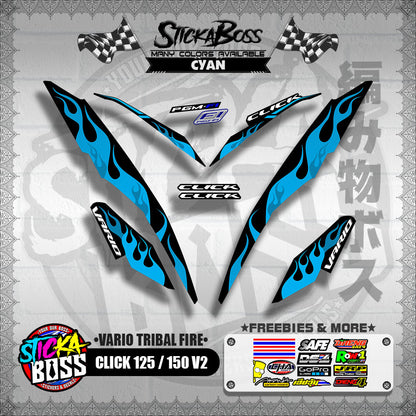 CLICK 125 / 150 V2 DECALS ( VARIO TRIBAL FIRE )【WITH FREEBIES】