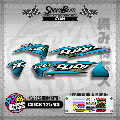 CLICK 125 V3 DECALS ( NEW 2023 HEDON STYLE )【WITH FREEBIES】