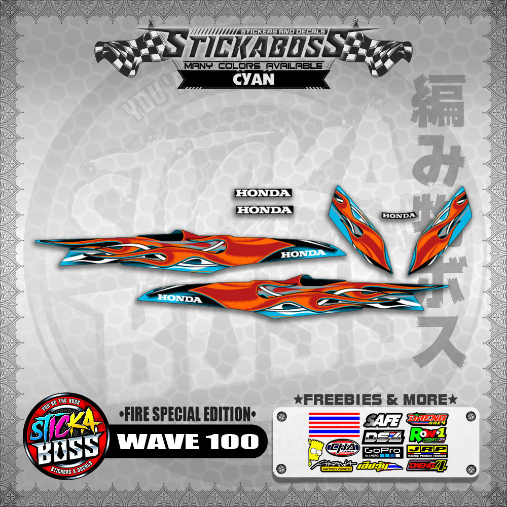 WAVE 100 STICKER DECALS ( FIRE SPECIAL EDITION )【WITH FREEBIES】