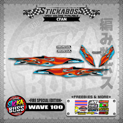 WAVE 100 STICKER DECALS ( FIRE SPECIAL EDITION )【WITH FREEBIES】