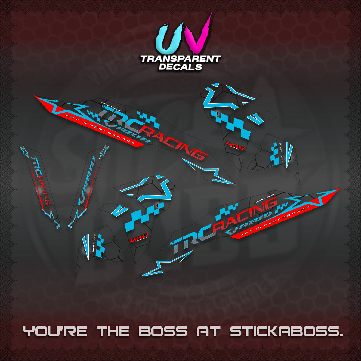 CLICK V3 UV TRANSPARENT DECALS (2026 TRC RACING DESIGN)STICKER DECALS By STICKABOSS