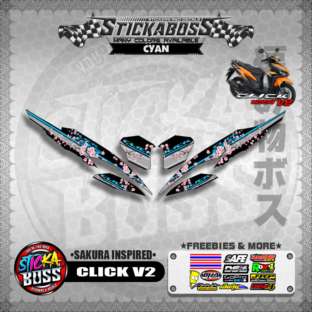 CLICK V2 STICKER DECALS ( SAKURA INSPIRED )【WITH FREEBIES】