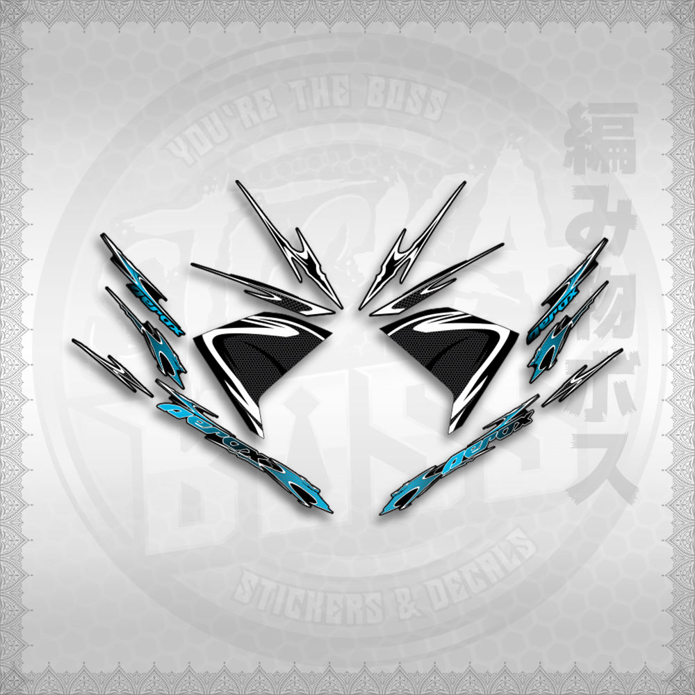 STICKER DECALS for AEROX 155 V1 (AV125LENEMOHO) By STICKABOSS (SOFIE LAMINATED WATERPROOF)