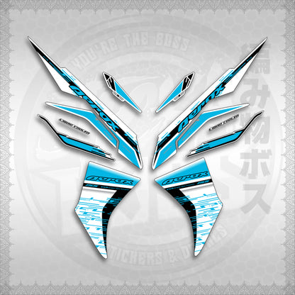 STICKER DECALS for AEROX V3 ALPHA TURBO INDO FOR WHITE (AV3NESTEDMA) By STICKABOSS (SOFIE LAMINATED WATERPROOF)