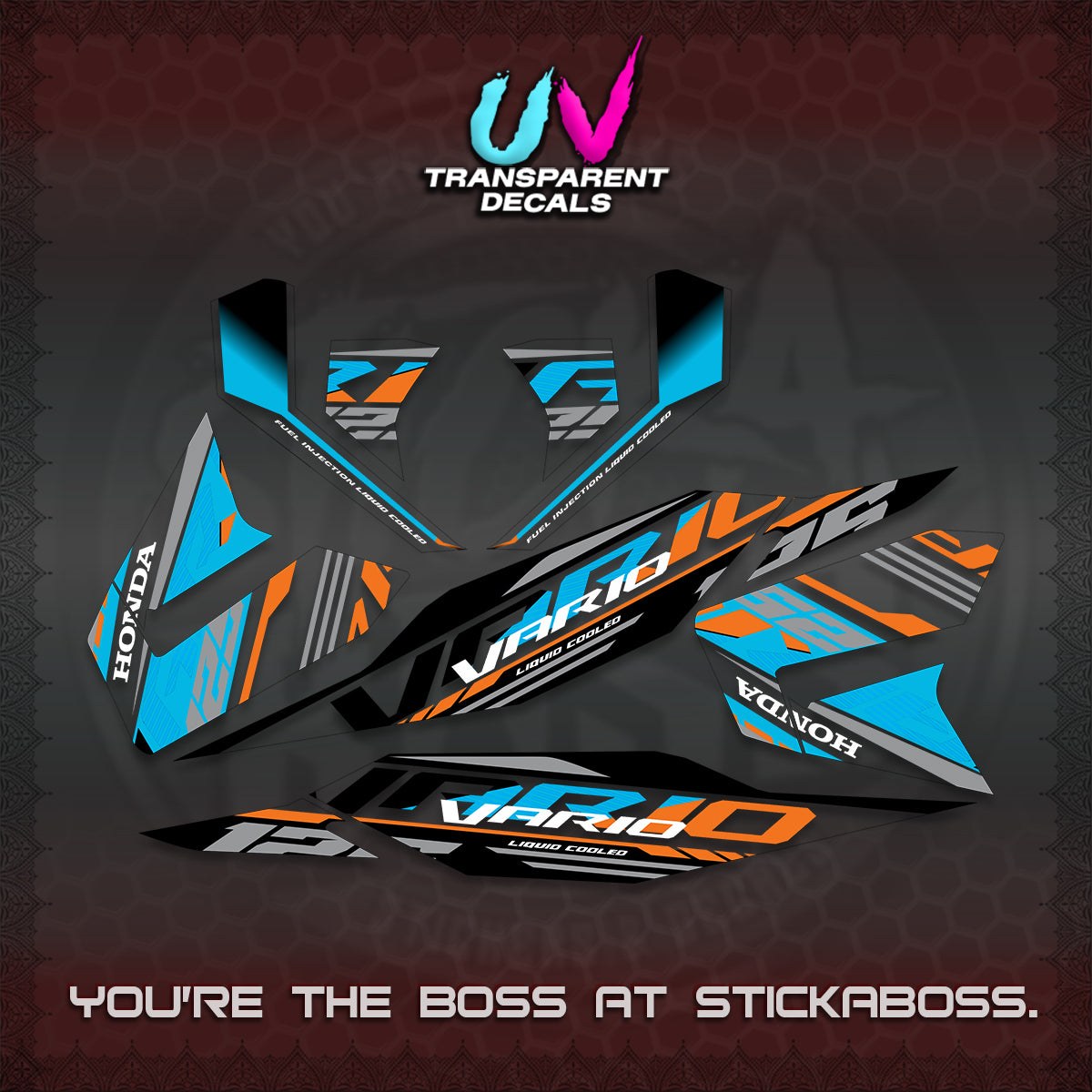 CLICK 125 V4 MALAY VARIO UV TRANSPARENT  DECALS (2026 VV12 DESIGN) STICKER KITS By STICKABOSS