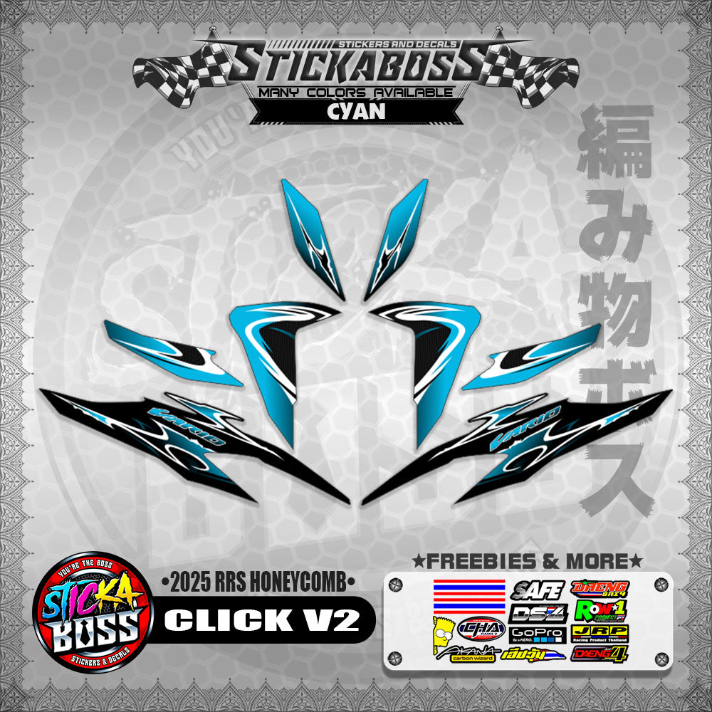 CLICK V2 INDO STICKER DECALS ( 2025 RRS HONEYCOMB )【WITH FREEBIES】