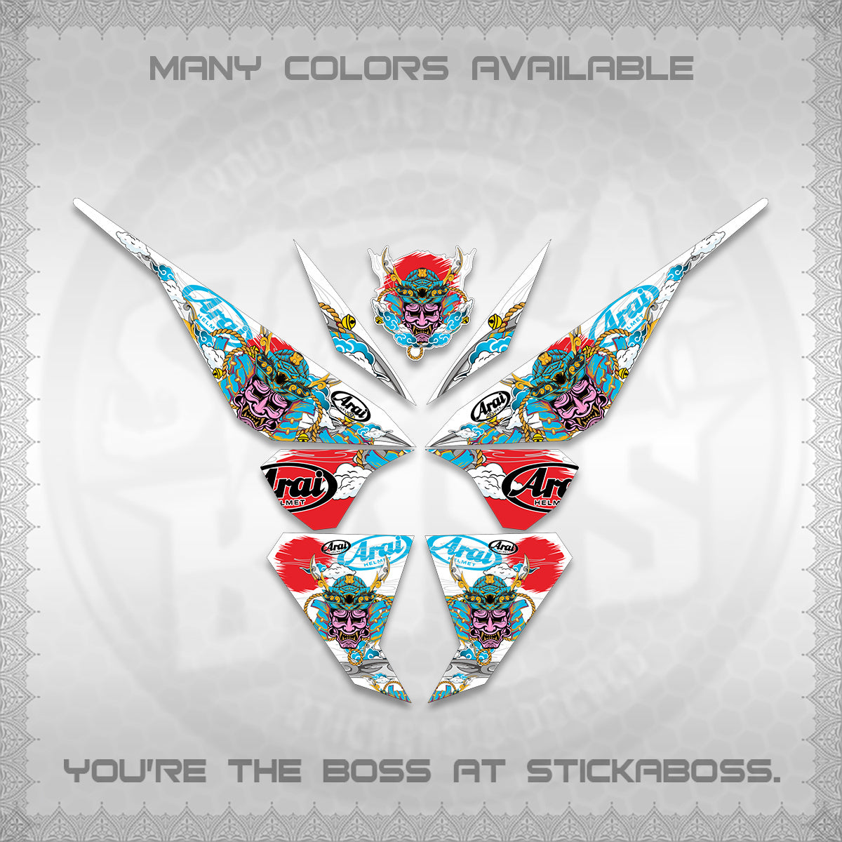 CLICK 125 V1 VARIO FOR WHITE DECALS (2026 NEW SAMURAI MOTIF) STICKER KITS BY STICKABOSS
