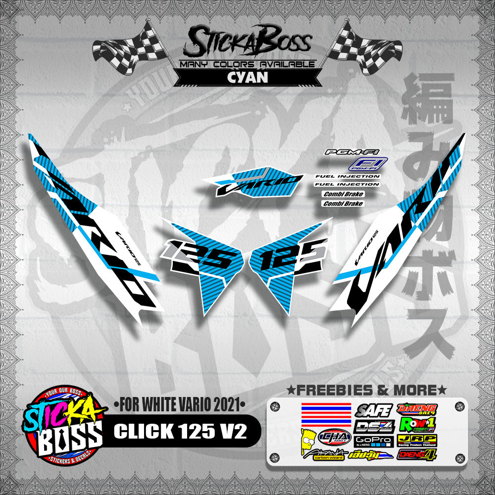 CLICK 125 V2 DECALS ( FOR WHITE VARIO 2021 )【WITH FREEBIES】