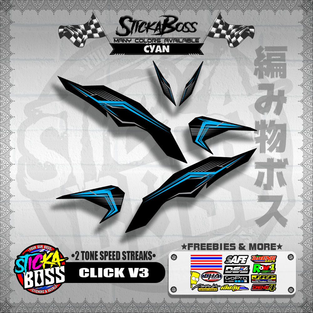 CLICK V3 DECALS ( 2 TONE SPEED STREAKS )【WITH FREEBIES】