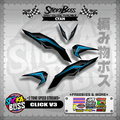 CLICK V3 DECALS ( 2 TONE SPEED STREAKS )【WITH FREEBIES】