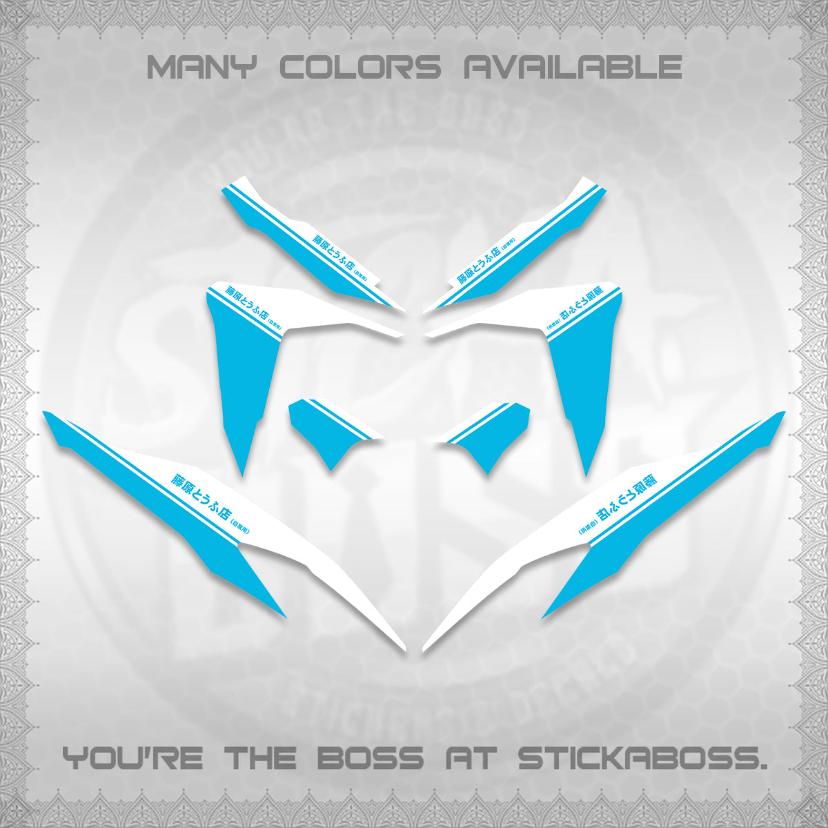CLICK V2 FOR WHITE DECALS (TRUENO STYLE DESIGN) STICKER KITS BY STICKABOSS