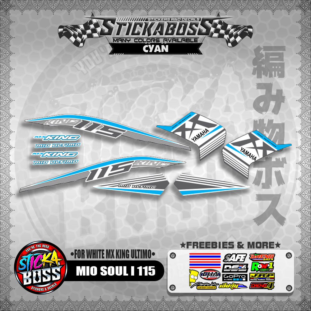 MIO SOUL I 115 STICKER DECALS ( FOR WHITE MX KING ULTIMO )【WITH FREEBIES】