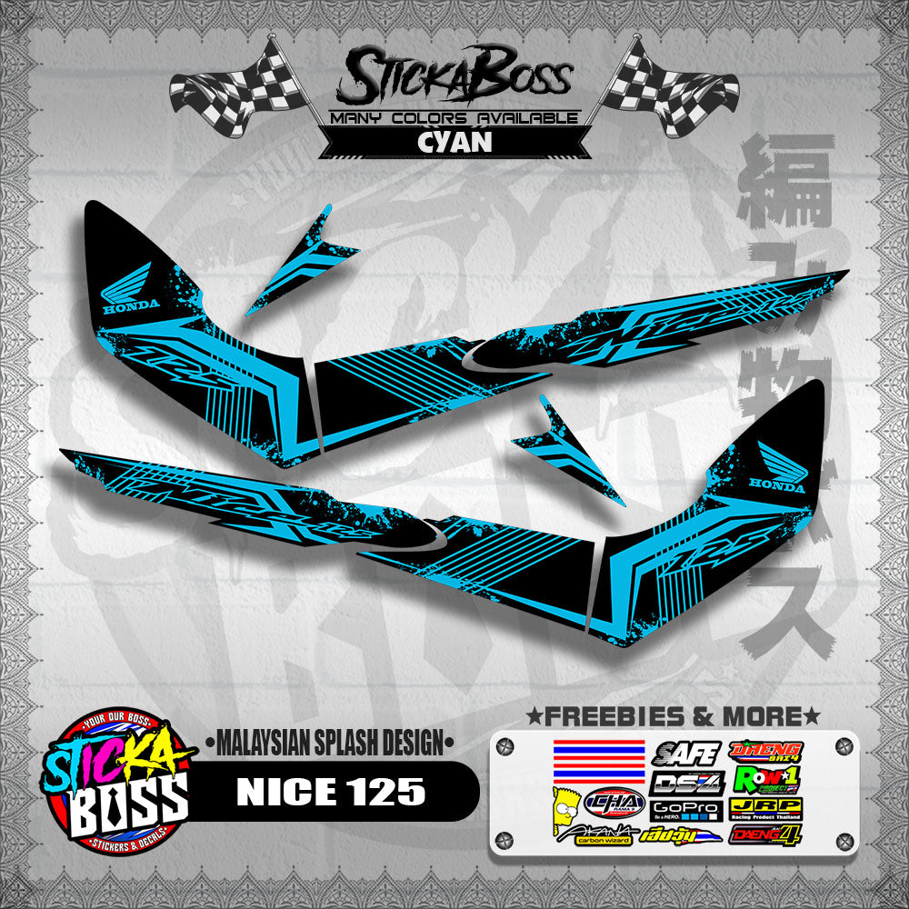 NICE 125 DECALS ( MALAYSIAN SPLASH DESIGN ) [ PREMIUM GLOSSY LAMINATED ]【WITH FREEBIES】