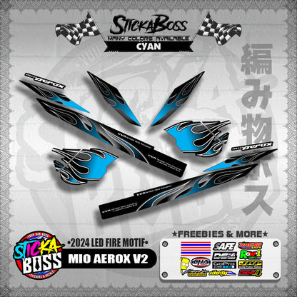 MIO AEROX V2 DECALS ( 2024 LED FIRE MOTIF )【WITH FREEBIES】