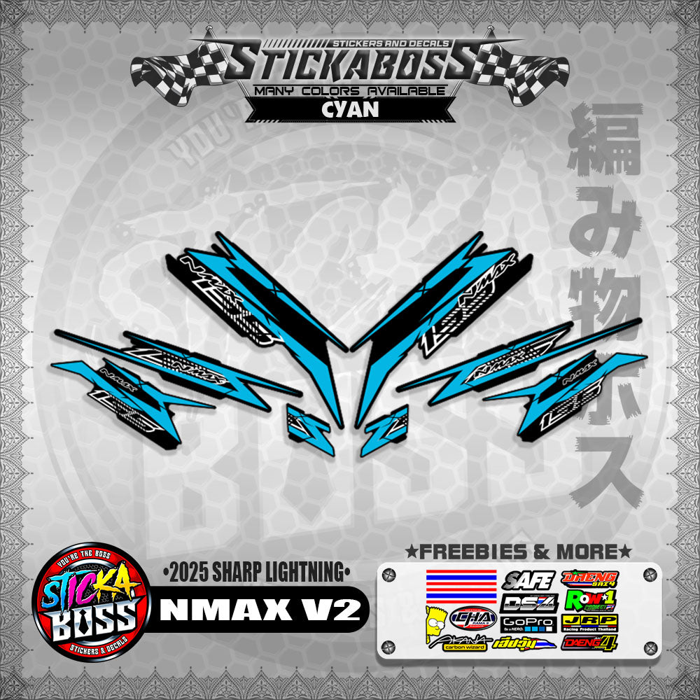 NMAX V2 INDO STICKER DECALS ( 2025 SHARP LIGHTNING )【WITH FREEBIES】