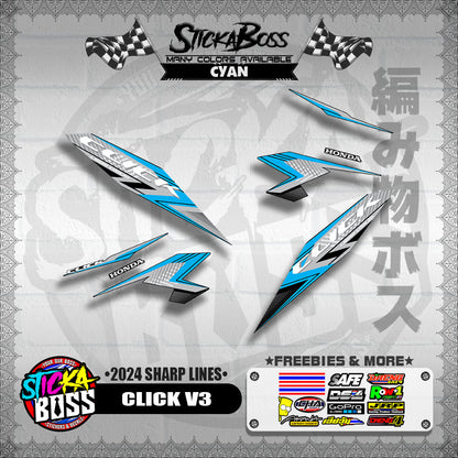 CLICK V3 DECALS ( 2024 SHARP LINES )【WITH FREEBIES】
